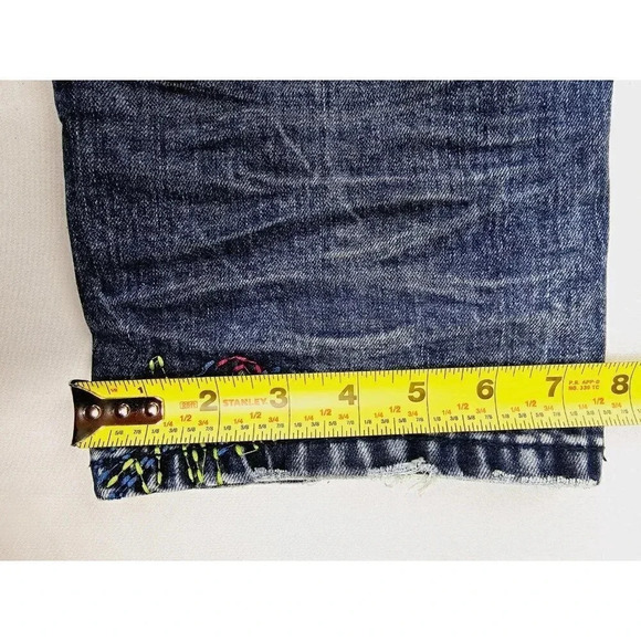 Staple Pigeon Size 40X32 Men's Factory Stich Distressed Blue Denim Logo Jeans - Picture 10 of 13